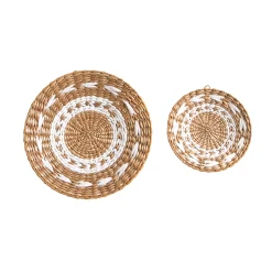Decoratieartikel<Blancheporte Ronde muurdecoratie - set van 2 wit/naturel