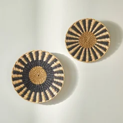 Decoratieartikel<Blancheporte Ronde muurdecoratie - set van 2 naturel/zwart