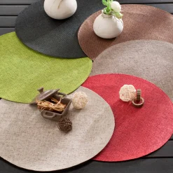 Placemat<Blancheporte Ronde placemat in bamboe - Set van 4 anijs