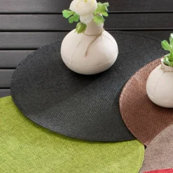 Placemat<Blancheporte Ronde placemat in bamboe - Set van 4 antracietgrijs