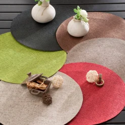 Placemat<Blancheporte Ronde placemat in bamboe - Set van 4 antracietgrijs