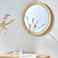 Decoratieartikel<Blancheporte Ronde spiegel in rotan hout