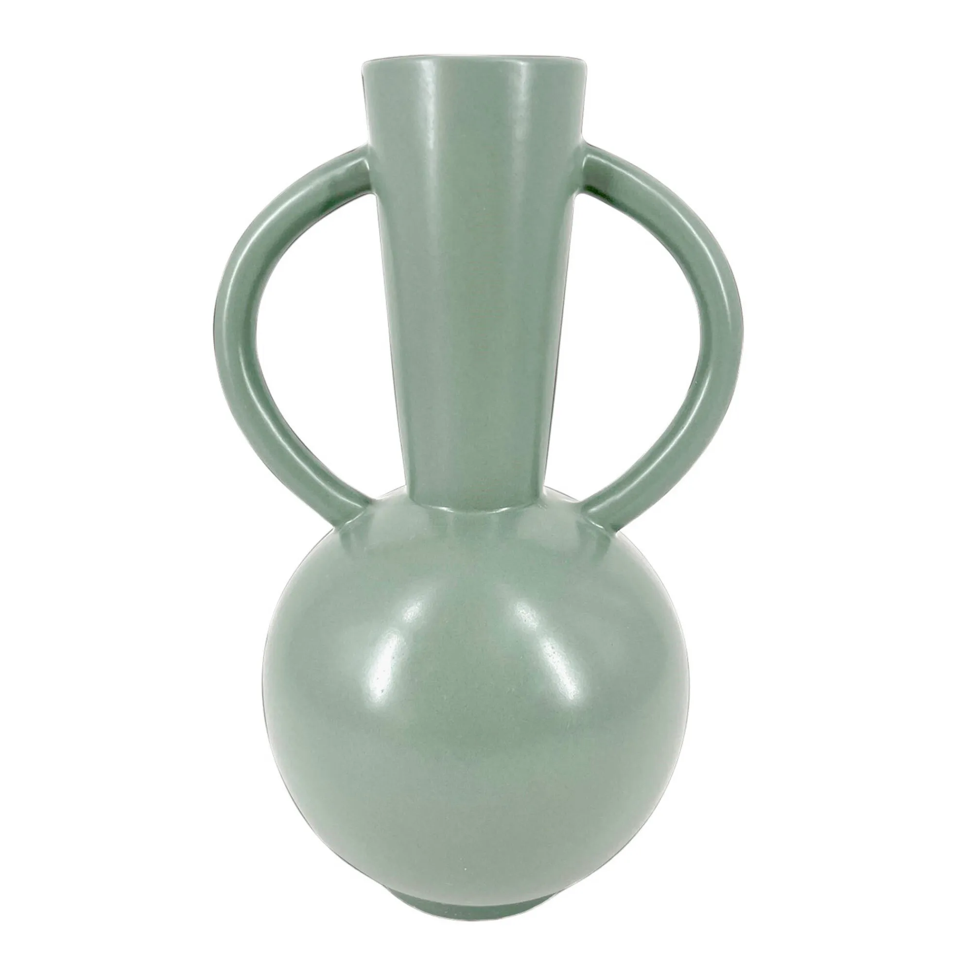 Decoratieartikel<Blancheporte Ronde vaas in keramiek, dubbele handvatten - 29,5 cm hoog groen
