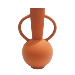 Decoratieartikel<Blancheporte Ronde vaas in keramiek, dubbele handvatten - 29,5 cm hoog oranje