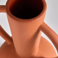 Decoratieartikel<Blancheporte Ronde vaas in keramiek, dubbele handvatten - 29,5 cm hoog oranje