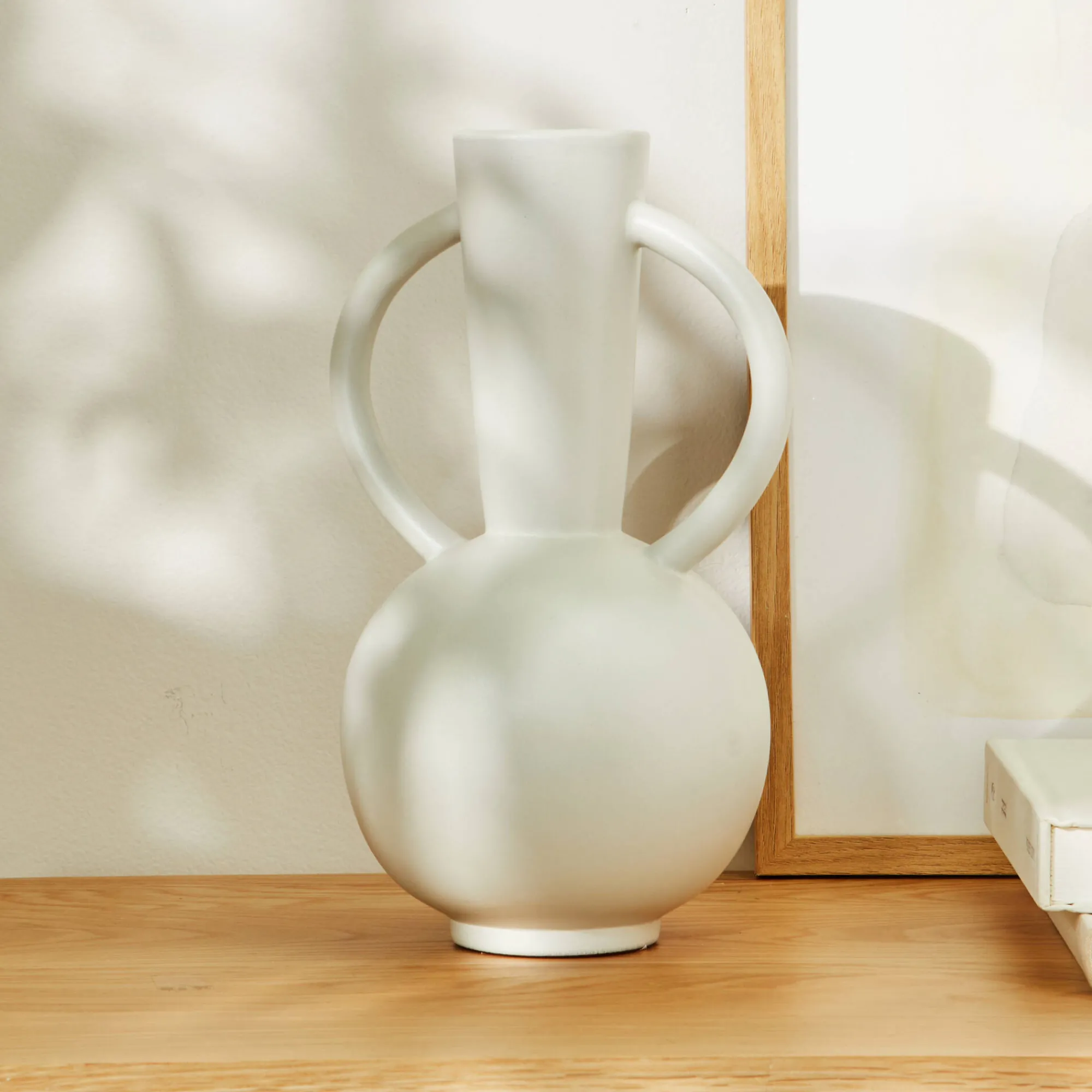 Decoratieartikel<Blancheporte Ronde vaas in keramiek, dubbele handvatten - 29,5 cm hoog grijs