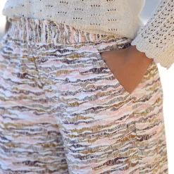 Broek<Blancheporte Ruime, bedrukte broek, elastische taille taupe / perzik