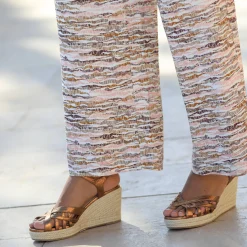 Broek<Blancheporte Ruime, bedrukte broek, elastische taille taupe / perzik