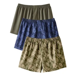 Ondergoed<Blancheporte Ruime boxershort met bladerenprint - set van 3 kaki + marine