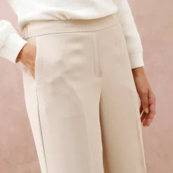 Broek<Blancheporte Ruime broek met elastische taille, crêpe beige