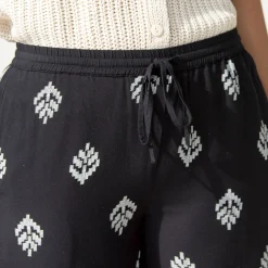 Broek<Blancheporte Ruime broek met hoge taille, bedrukte viscose zwart / ecru