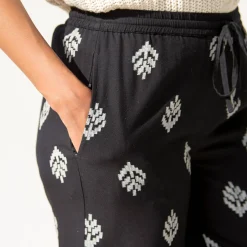 Broek<Blancheporte Ruime broek met hoge taille, bedrukte viscose zwart / ecru