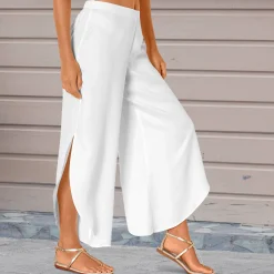 Broek<Blancheporte Ruime broek met split wit
