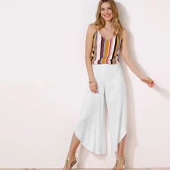 Broek<Blancheporte Ruime broek met split wit