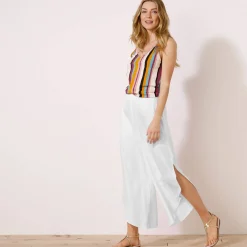 Broek<Blancheporte Ruime broek met split wit