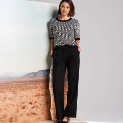 Broek<Blancheporte Ruime broek, strepenprint zwart