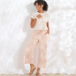 Broek<Blancheporte Ruime 7/8-broek, viscose en linnen poederroze