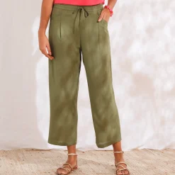 Broek<Blancheporte Ruime 7/8-broek, viscose en linnen kaki