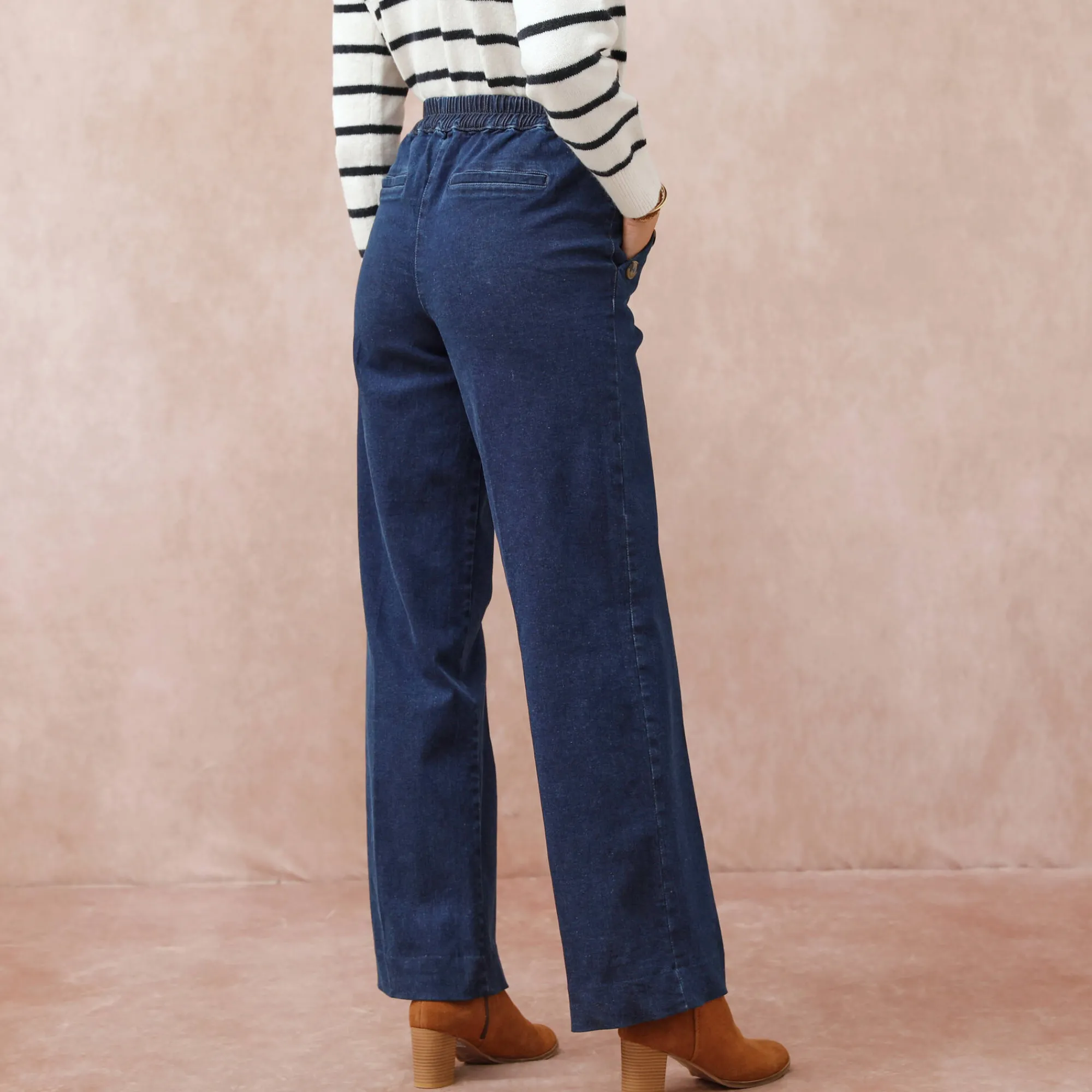 Jeans|Broek<Blancheporte Ruime jeans met knooppandeffect stone