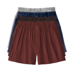 Ondergoed<Blancheporte Ruime, open en effen boxershort - set van 4 roestbruin + bruin + marine