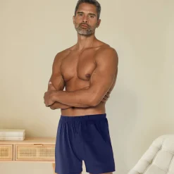 Ondergoed<Blancheporte Ruime, open en effen boxershort - set van 4 roestbruin + bruin + marine