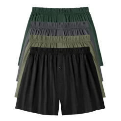 Ondergoed<Blancheporte Ruime, open en effen boxershort - set van 4 kaki + grijs + zwart
