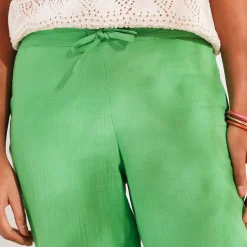 Broek<Blancheporte Ruime, rechte broek, in katoengaas groen