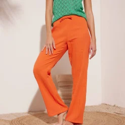Broek<Blancheporte Ruime, rechte broek, in katoengaas oranje