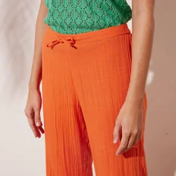 Broek<Blancheporte Ruime, rechte broek, in katoengaas oranje