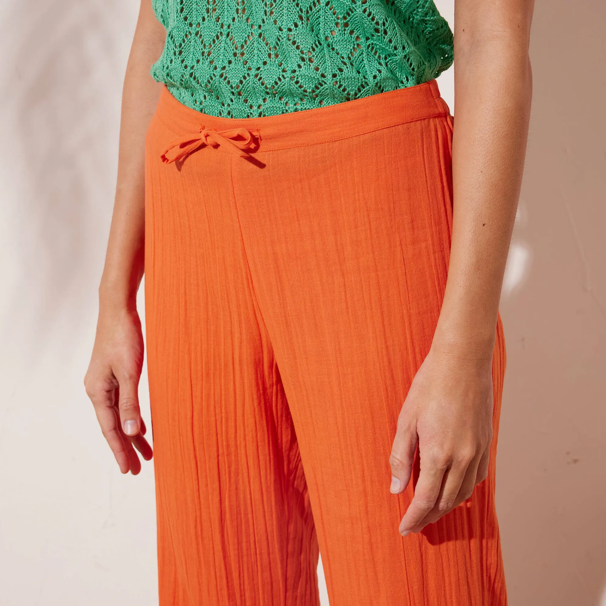 Broek<Blancheporte Ruime, rechte broek, in katoengaas oranje