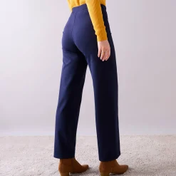 Broek<Blancheporte Ruime, rechte broek, milanotricot marine