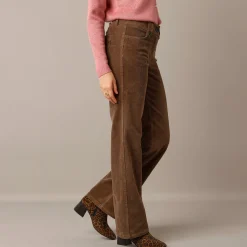 Broek<Blancheporte Ruime, rechte broek, ribvelours taupe