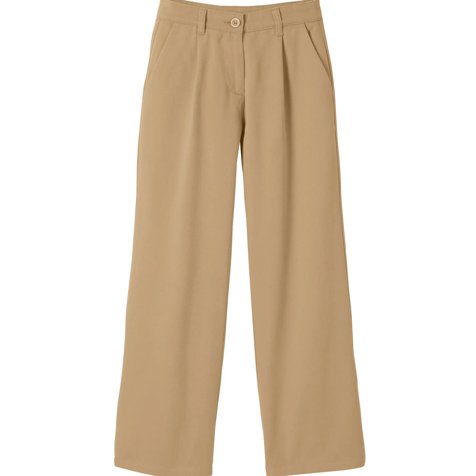 Broek<Blancheporte Ruime, rechte broek, speciaal voor kleine lengtes beige