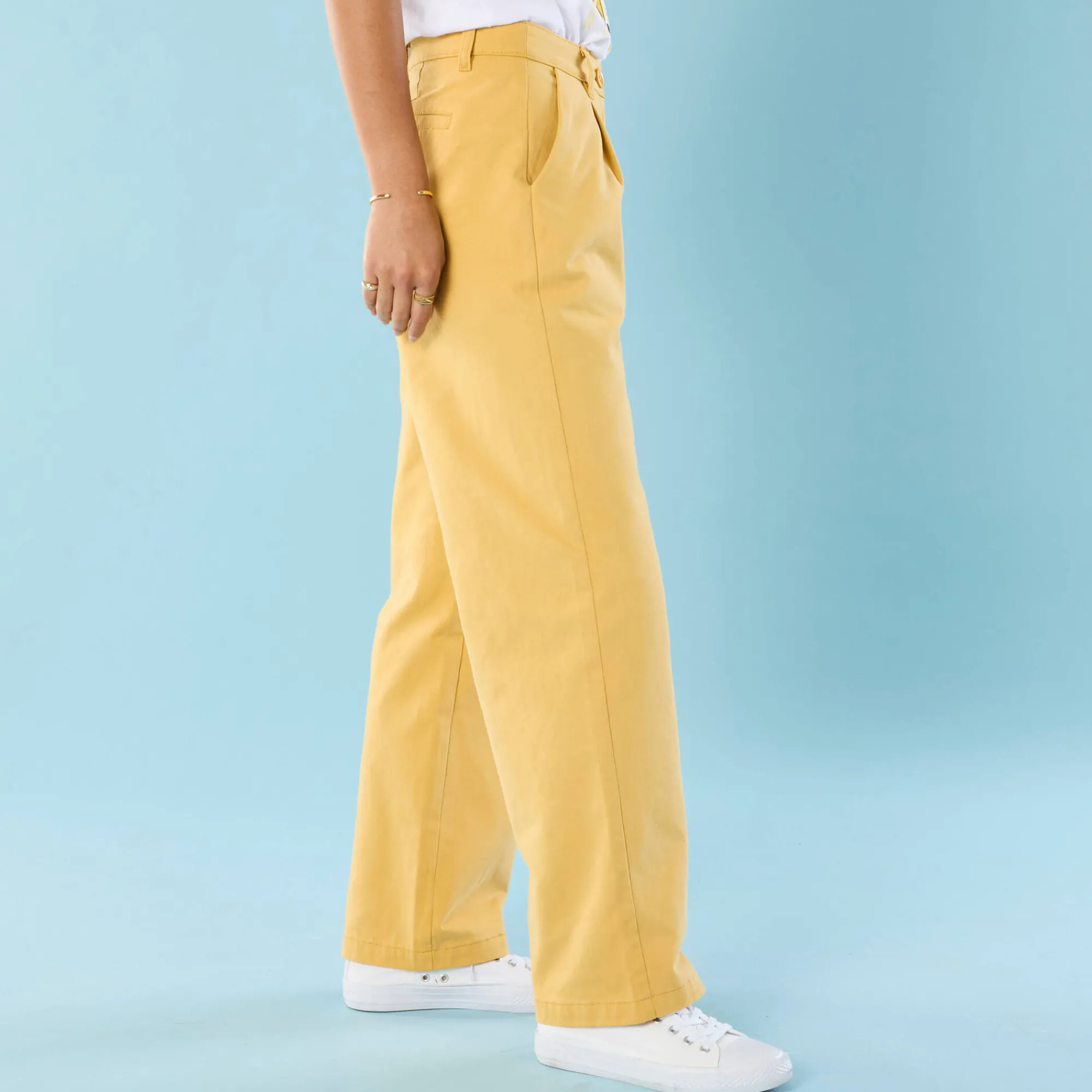 Broek<Blancheporte Ruime, rechte broek, speciaal voor kleine lengtes geel