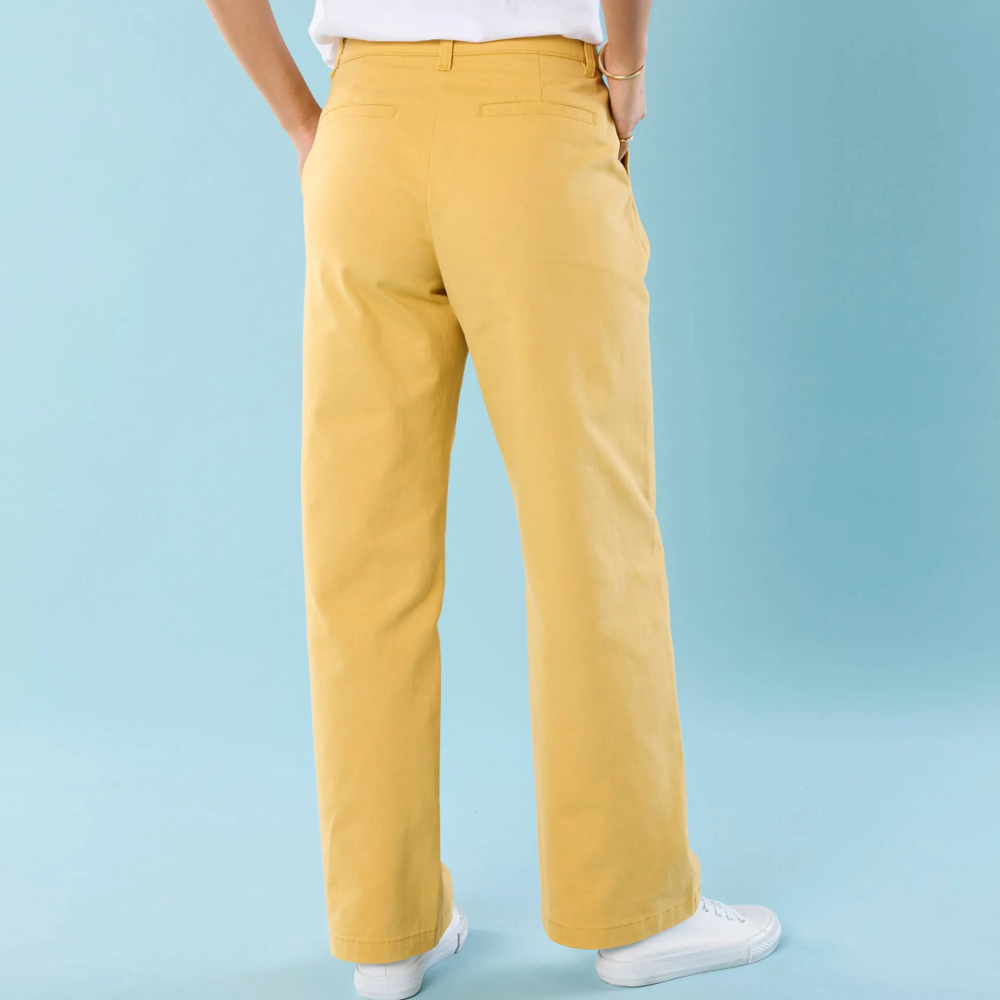Broek<Blancheporte Ruime, rechte broek, speciaal voor kleine lengtes geel