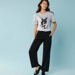 Broek<Blancheporte Ruime, rechte broek, speciaal voor kleine lengtes zwart