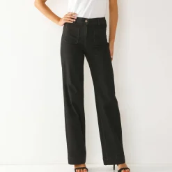 Jeans|Broek<Blancheporte Ruime rechte jeans, hoge taille, grote lengte used black