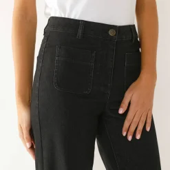 Jeans|Broek<Blancheporte Ruime, rechte jeans, hoge taille, kleine lengte used black