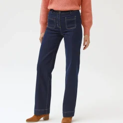 Jeans|Broek<Blancheporte Ruime, rechte jeans, hoge taille, kleine lengte raw
