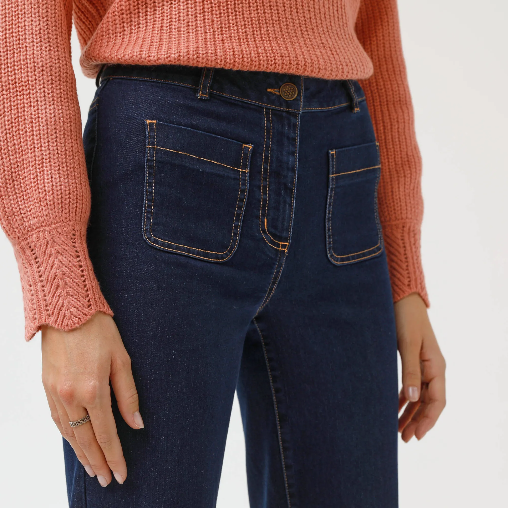 Jeans|Broek<Blancheporte Ruime, rechte jeans, hoge taille, kleine lengte raw