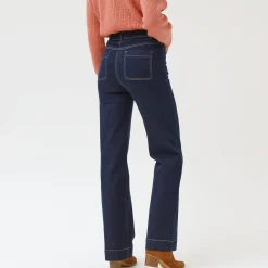 Jeans|Broek<Blancheporte Ruime, rechte jeans, hoge taille, kleine lengte raw