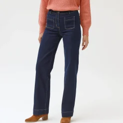 Jeans|Broek<Blancheporte Ruime rechte jeans, hoge taille, grote lengte raw