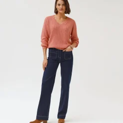 Jeans|Broek<Blancheporte Ruime rechte jeans, hoge taille, grote lengte raw
