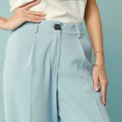 Broek|Jurk<Blancheporte Ruime, soepel broek, voor Kleine Lengtes hemelsblauw