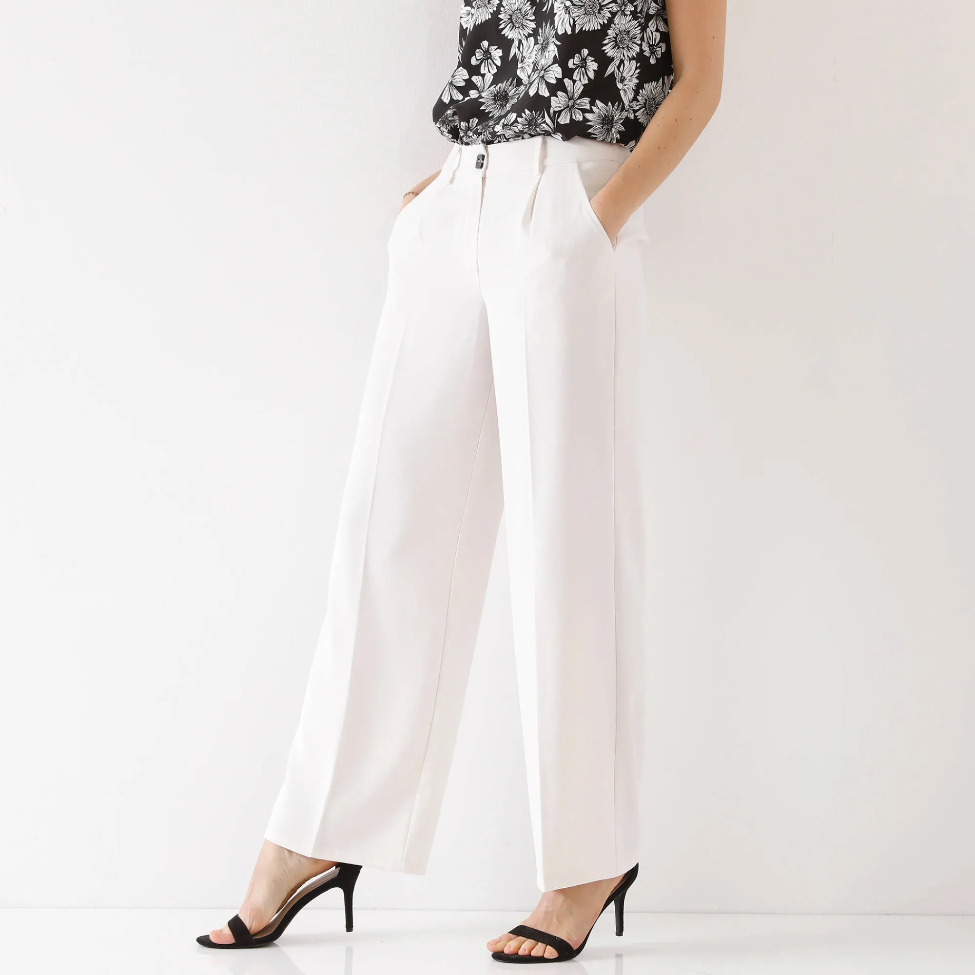 Broek|Jurk<Blancheporte Ruime, soepele broek ecru