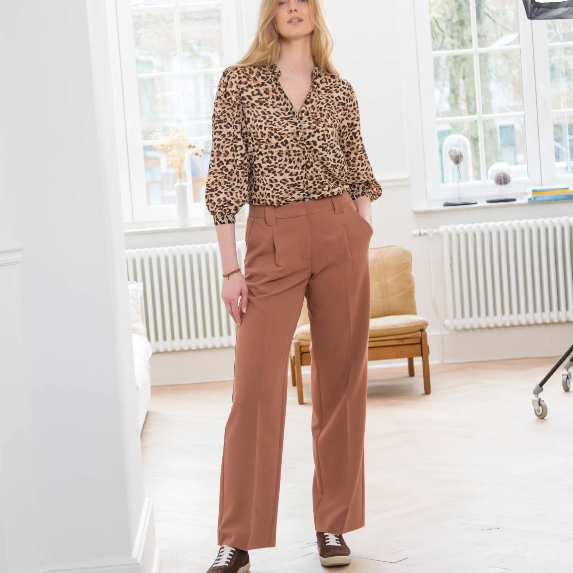 Broek<Blancheporte Ruime, soepele broek karamel