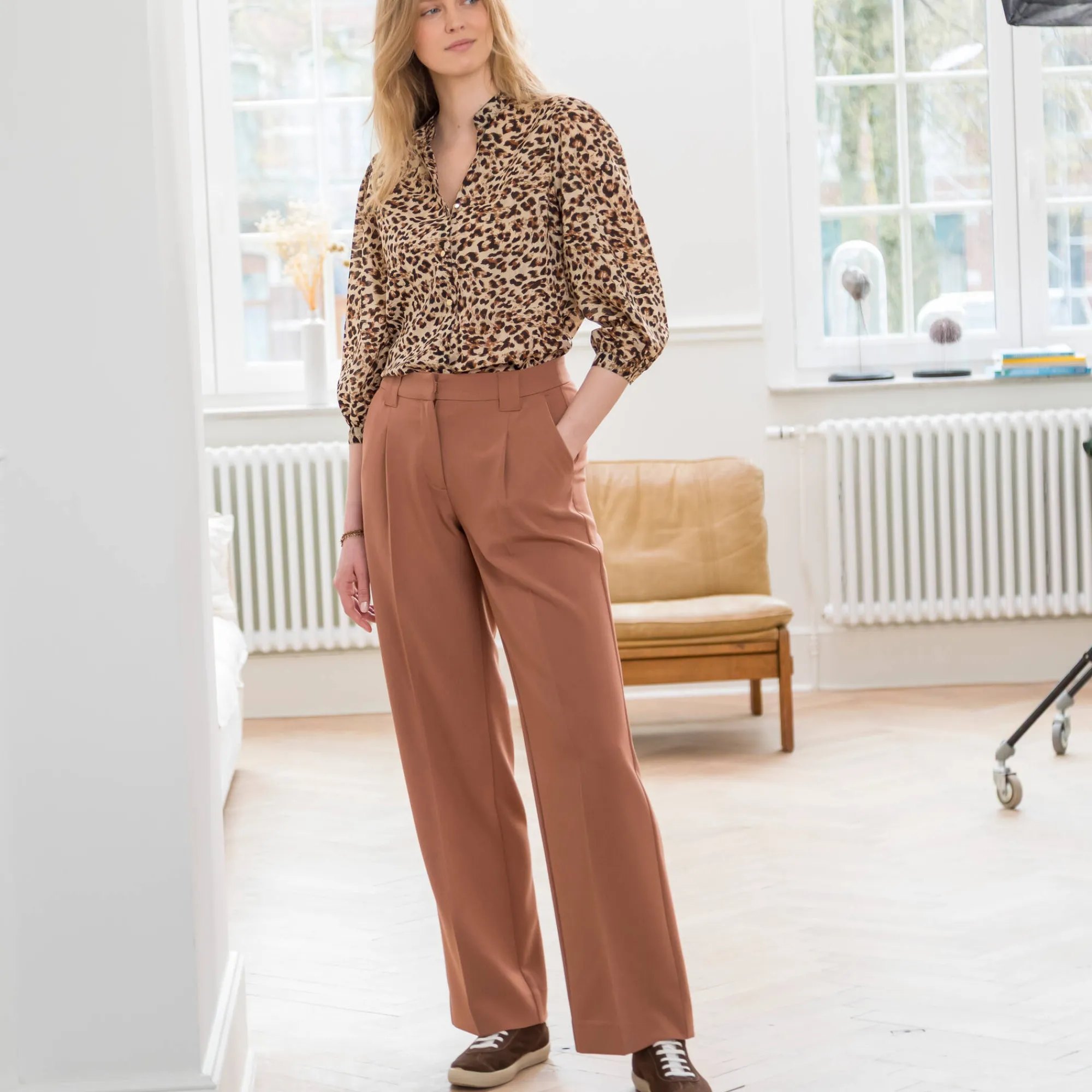 Broek<Blancheporte Ruime, soepele broek karamel