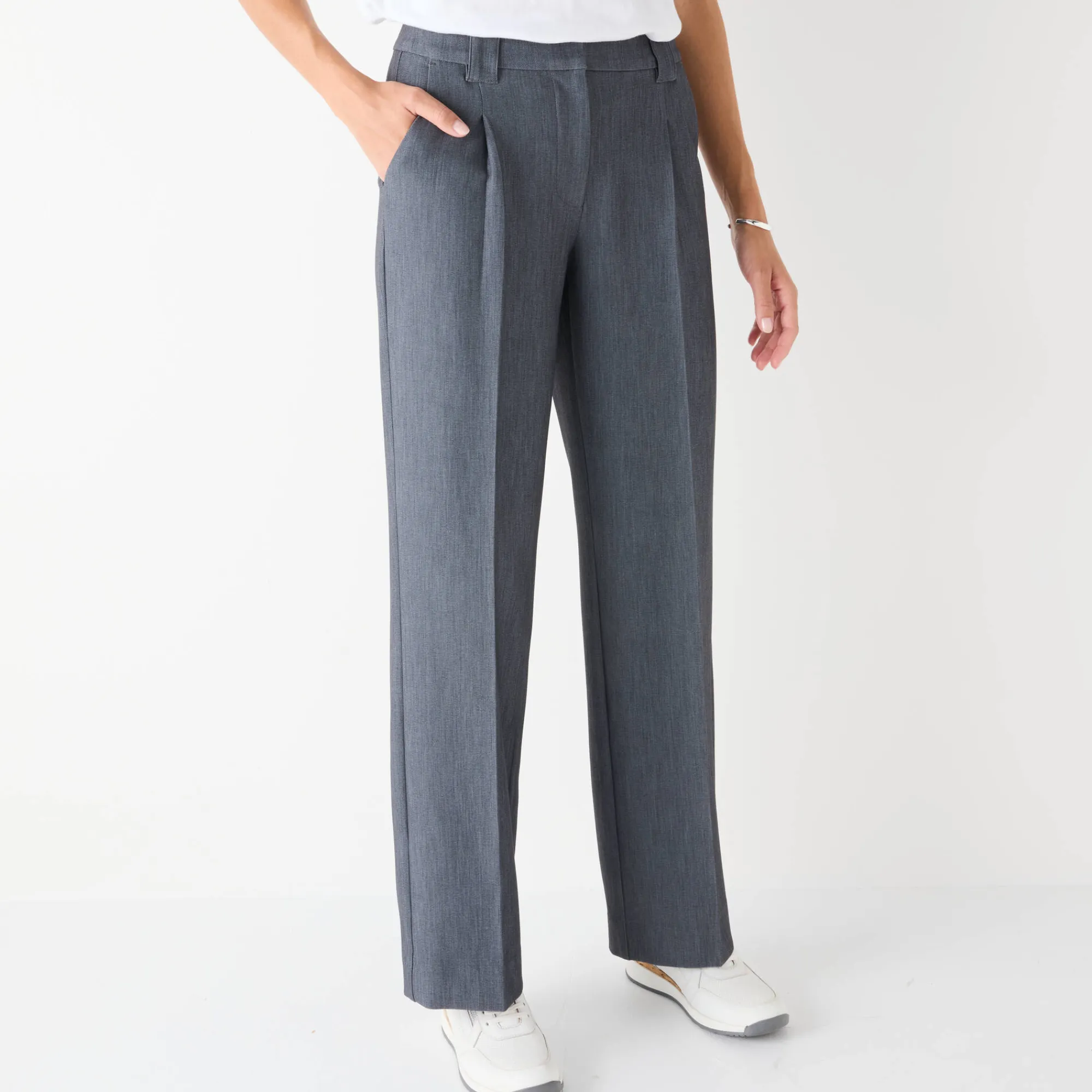 Broek<Blancheporte Ruime, soepele broek chiné grijs