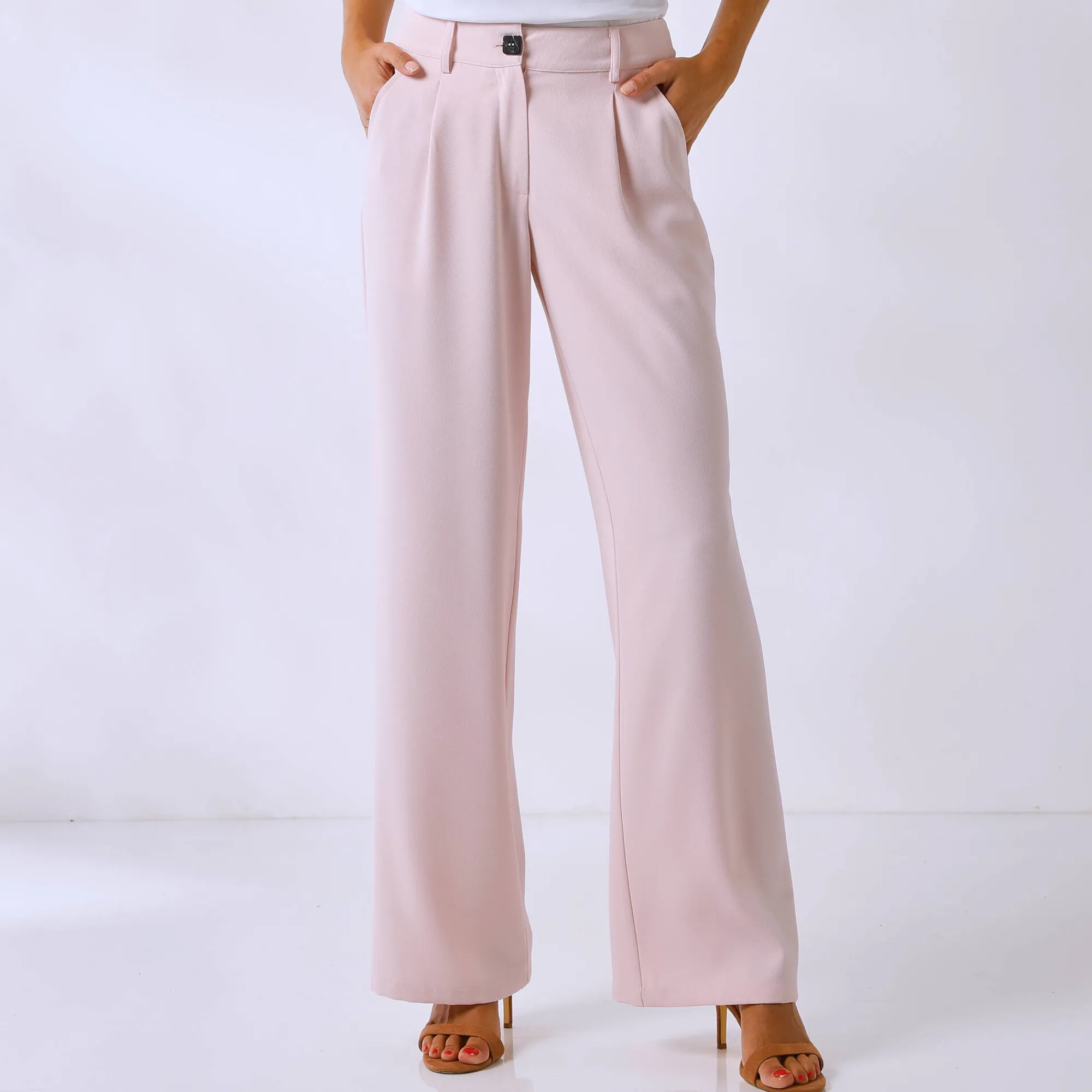 Broek|Jurk<Blancheporte Ruime, soepele broek poederroze