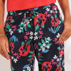 Broek<Blancheporte Ruime, soepele broek, bedrukt marine